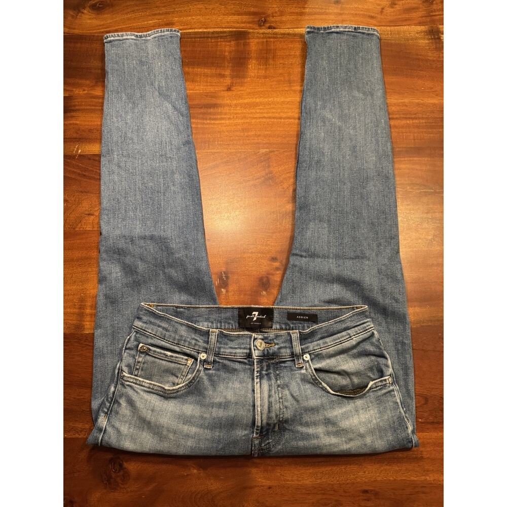 7 For All Mankind Adrien Jeans Mens Blue Slim Tapered Stretch Denim Sz 31